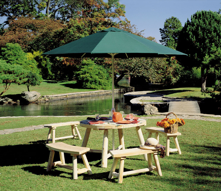 Ensemble table ronde parasol